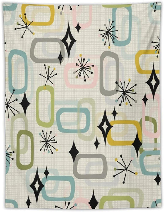 ICMOLYYENLO Boho Medieval Cat Tapestry, Abstract Atomic Starburst Geometric Aesthetic Art Wall Hanging For Bedroom Living Room Dormitory 40x60 Inches