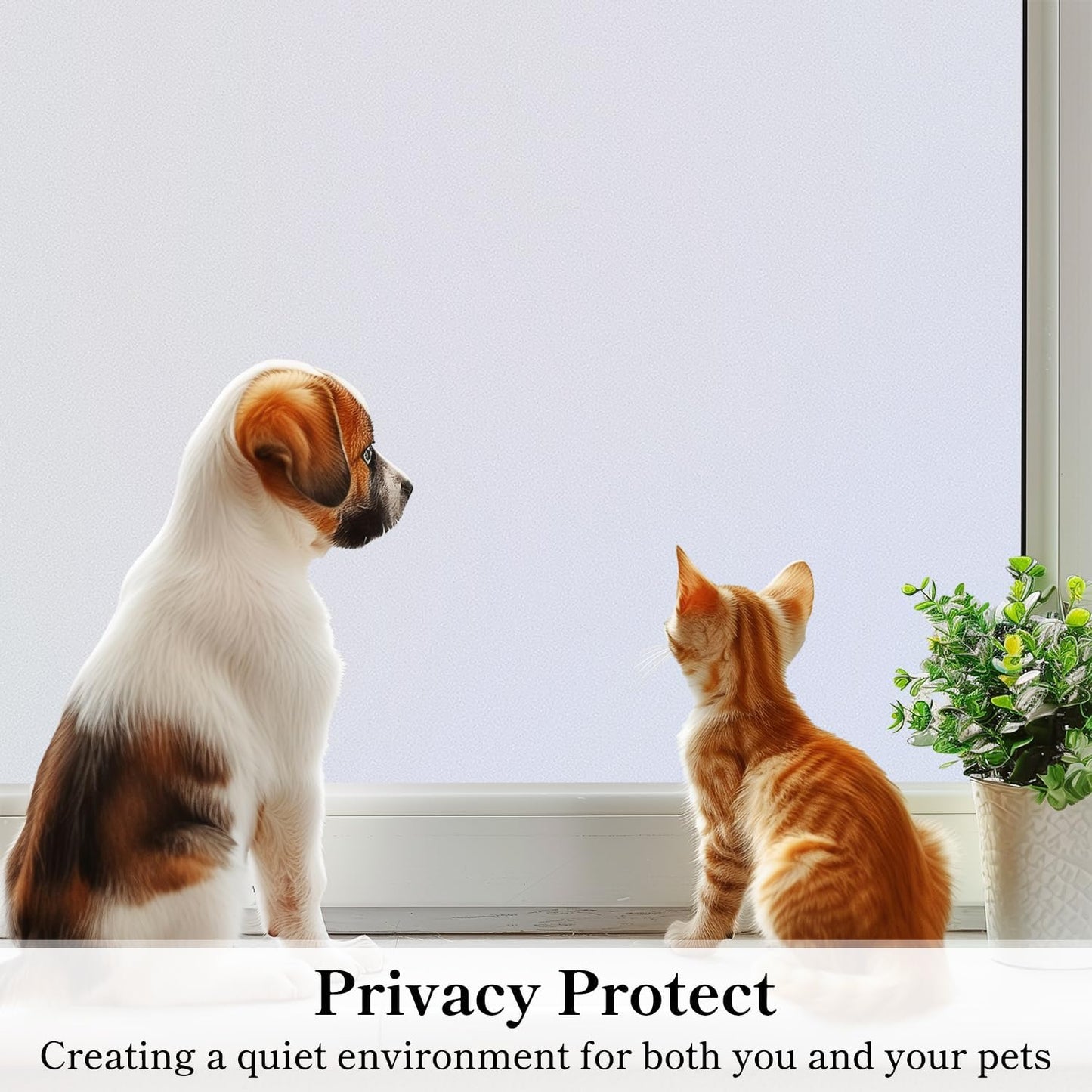 DUOFIRE Privacy Window Film Frosted Glass Film Matte White Static Cling Glass Film No Glue Anti-UV Window Sticker Non Adhesive for Privacy Office Meeting Room Bathroom Living Room DS001W 47.2x118in