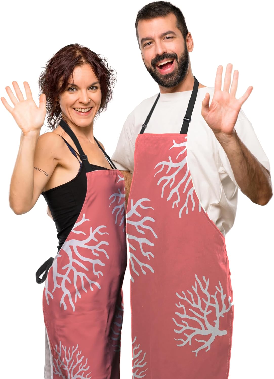 Chef Apron for Women Beach Coral Funny Aprons for Men for Kitchen Cooking Restaurant BBQ Painting Crafting 27” (W) x 31” (H), Waterproof Aprons