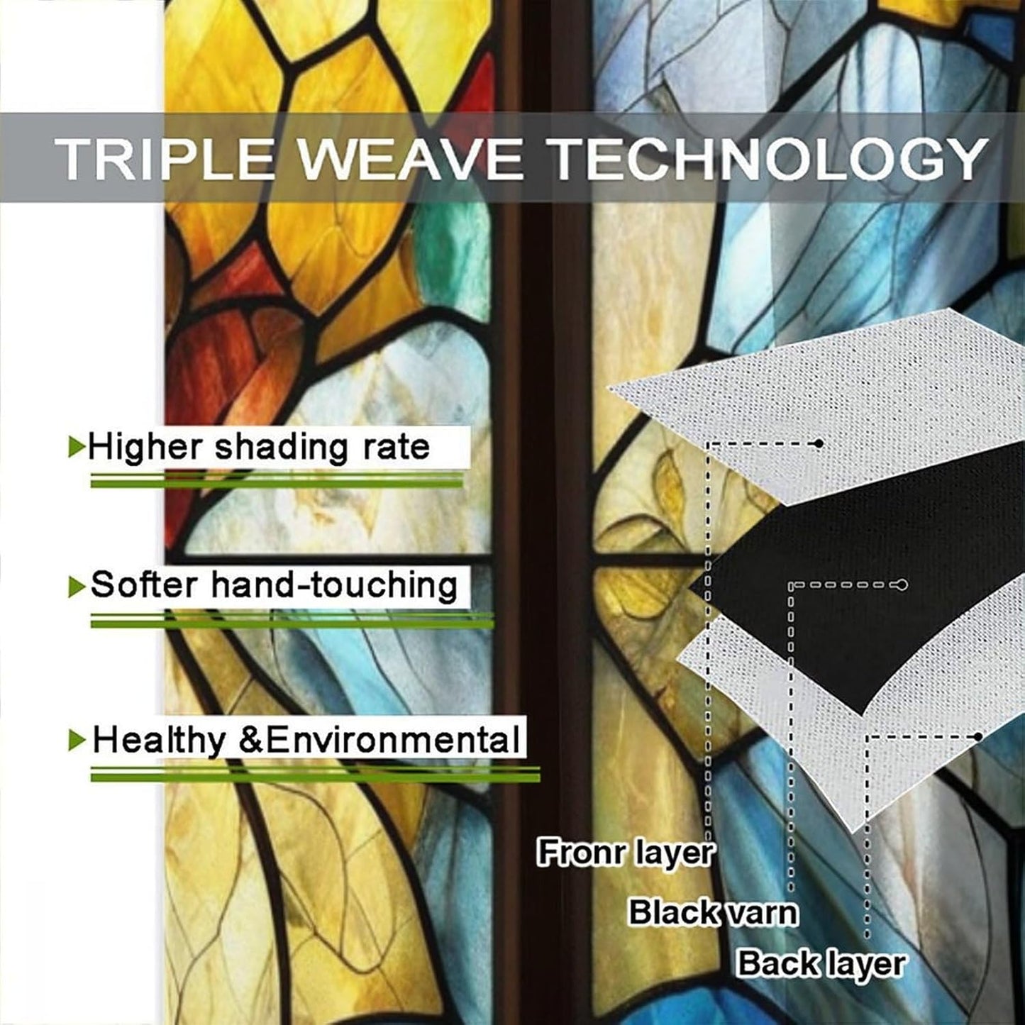 Stained Glass Curtains,Retro Abstract Colorful Art Home Decor Drapes for Bedroom Living Room Kitchen Window Treatment 2 Panels Set Total Size 42" W X 54" L Inch