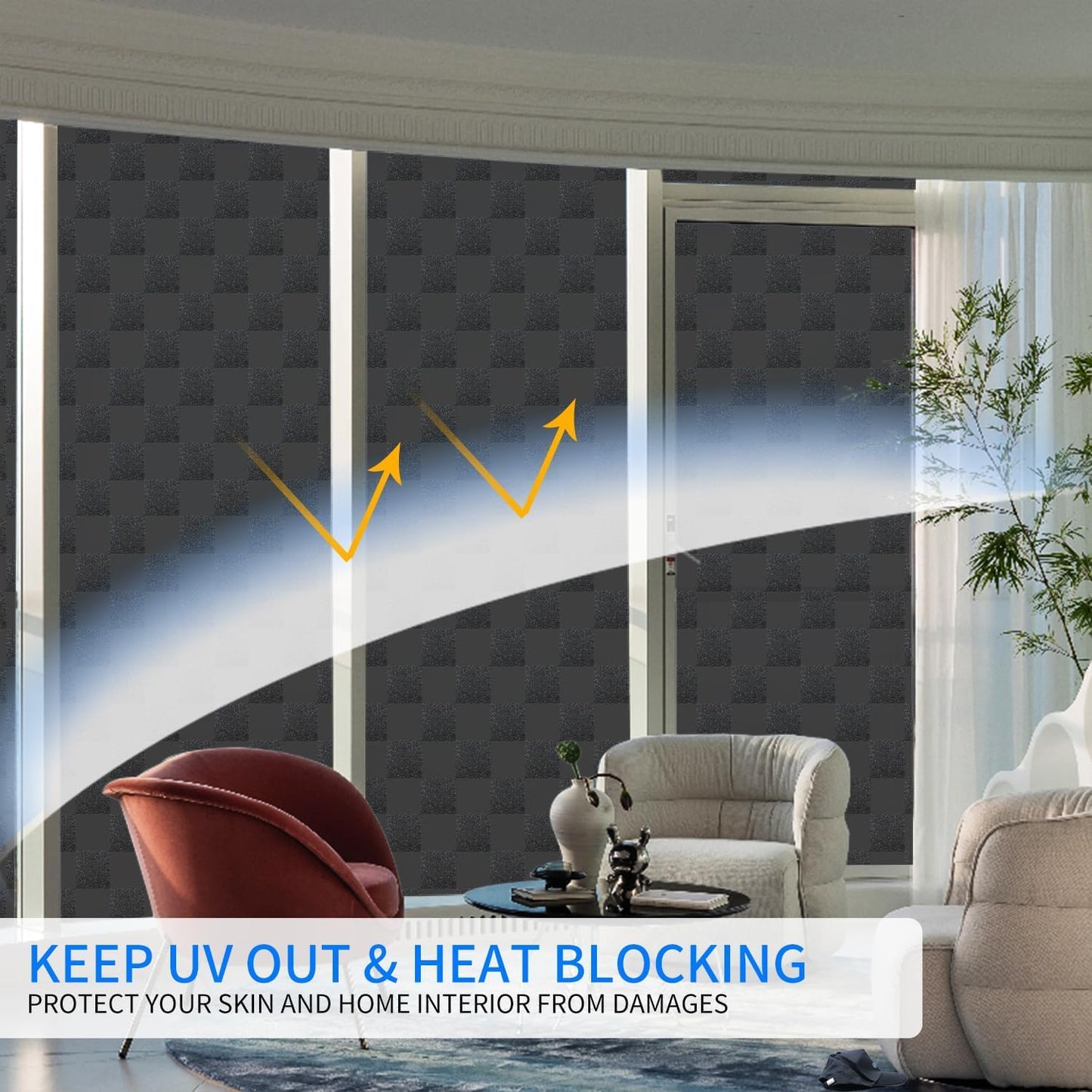 Window Film Privacy Day and Night with Installation Tools, Static Cling Glass Film Ideal for Home Shower Office Glass Door (Black, 35.4 x 78.7 Inch)