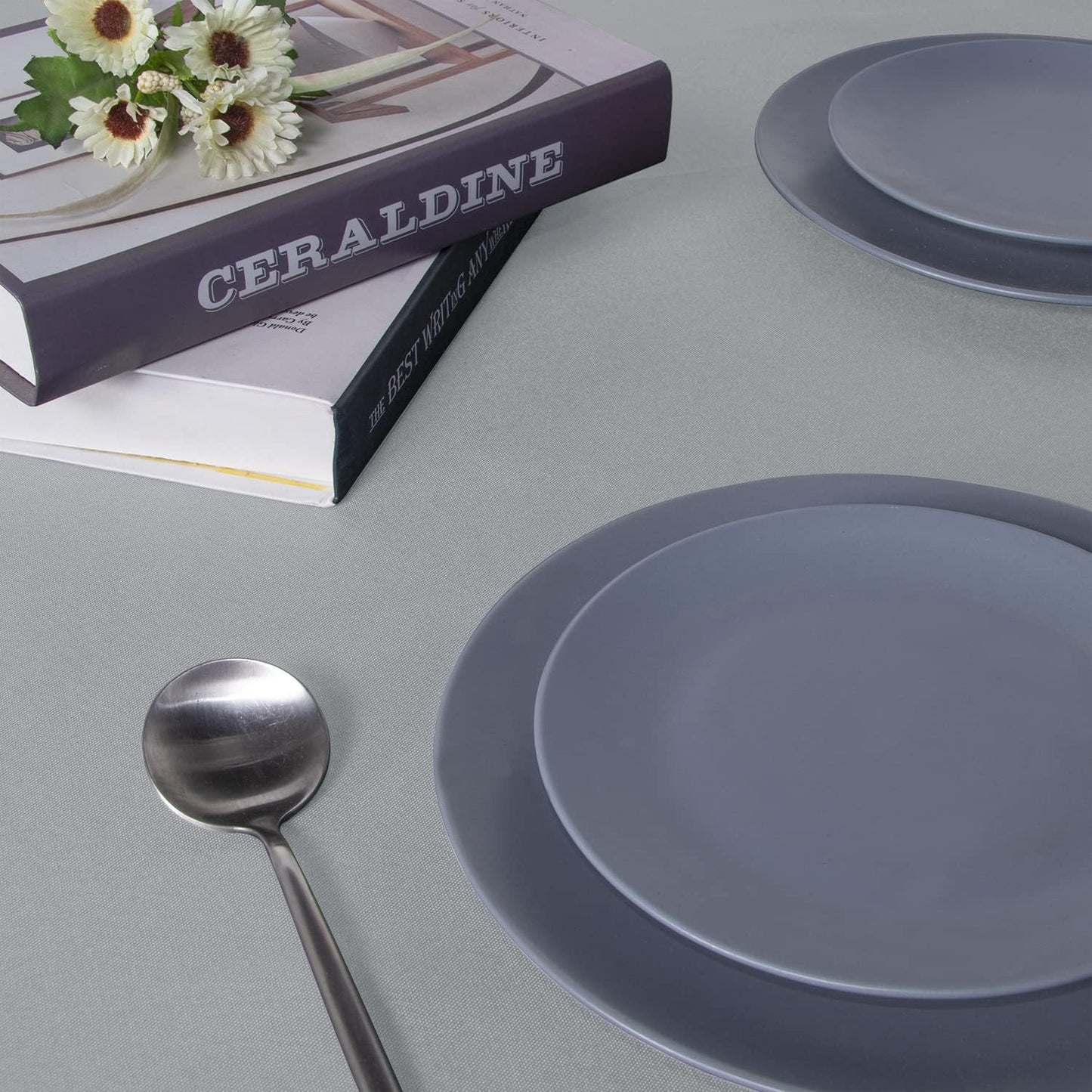 sancua Rectangle Tablecloth - 60 x 84 Inch - Stain and Wrinkle Resistant Washable Polyester Table Cloth, Decorative Fabric Table Cover for Dining Tables, Buffet Parties and Camping, Silver Grey