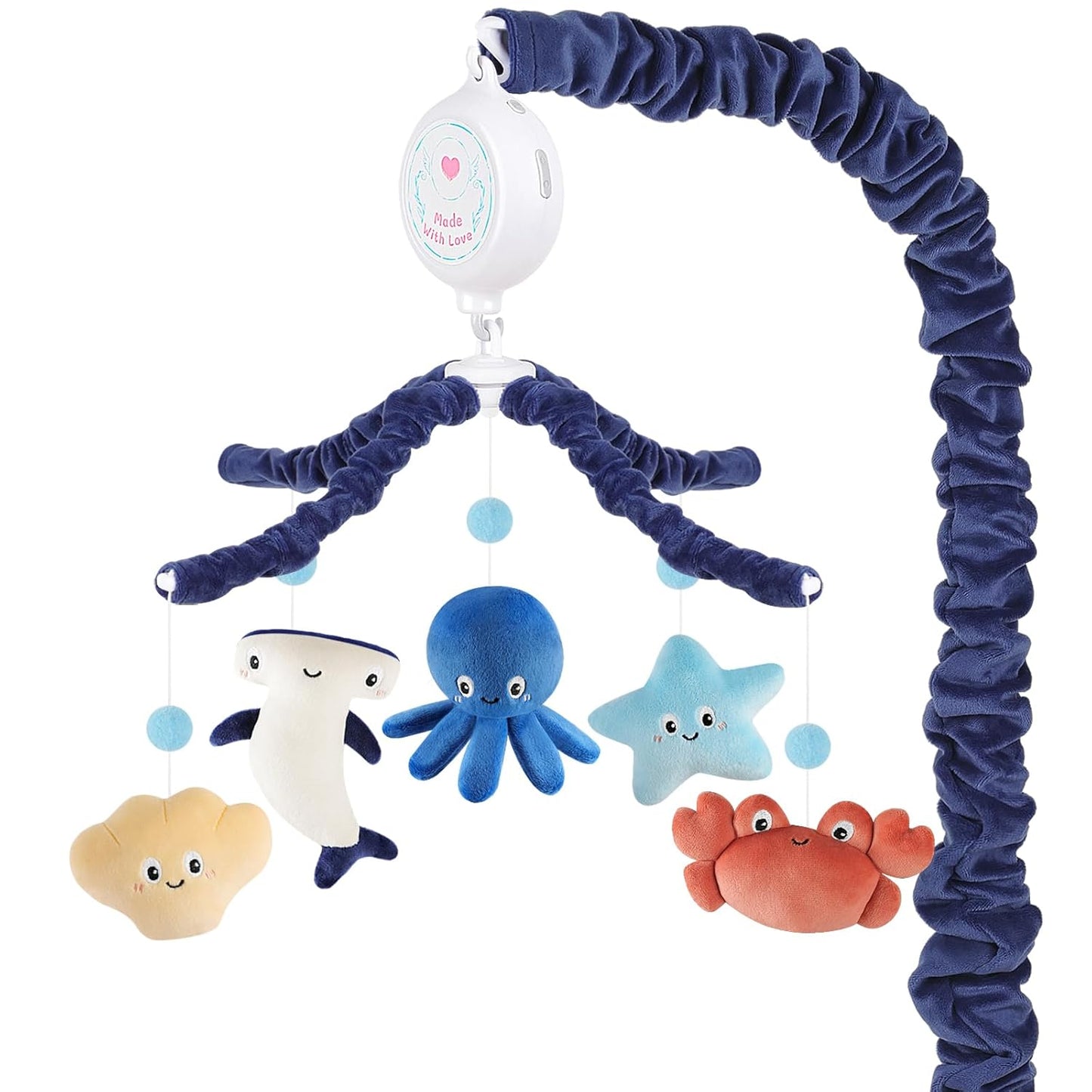 Ocean Crib Mobile for Boys & Girls – Baby Mobile for Crib with Upgraded 3-Mode Music Box, Sea Animals Baby Crib Mobile, Nursery Mobiles, Fits Standard Cribs
