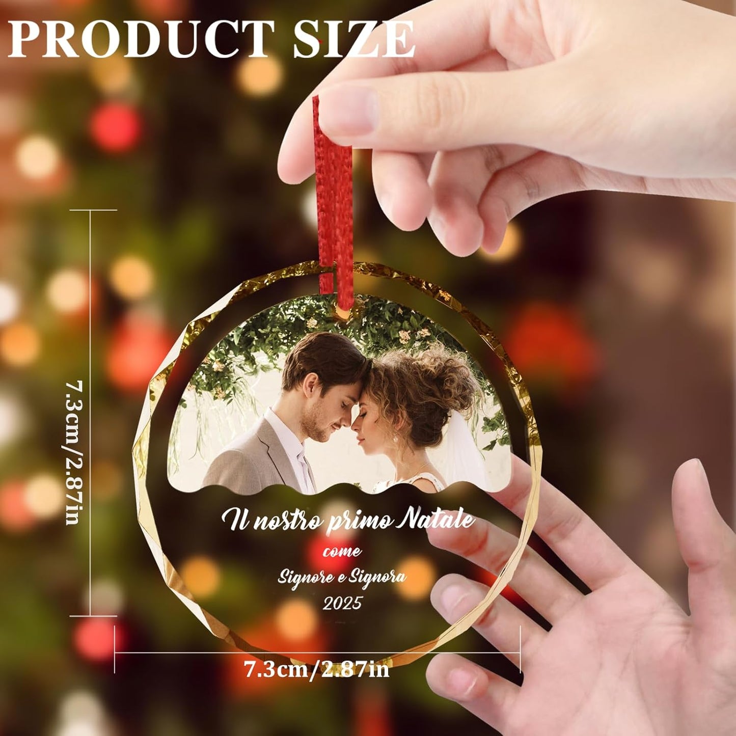 2025 Personalized Family Christmas Ornament, Custom Crystal Glass Keepsake with Photo & Name Christmas or Birthday Gift for Dad, Husband, Grandpa