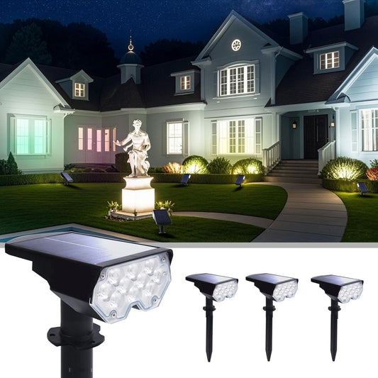 4 Pack Solar Powered Outdoor Spot Lights Outside Waterproof 20 LEDs Landscape Spotlights Dusk to Dawn for House Yard Tree, Plants, Walls, Path, Garden, Statues, Superior Accent Uplighting Cool White