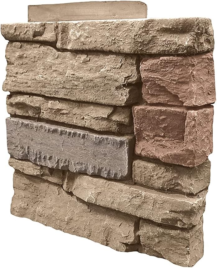 GenStone Faux Stacked Stone Right Corner Panel 12.5" x 11.25" in Desert Sunrise Color for Do It Yourself Friendly Home Improvement Projects