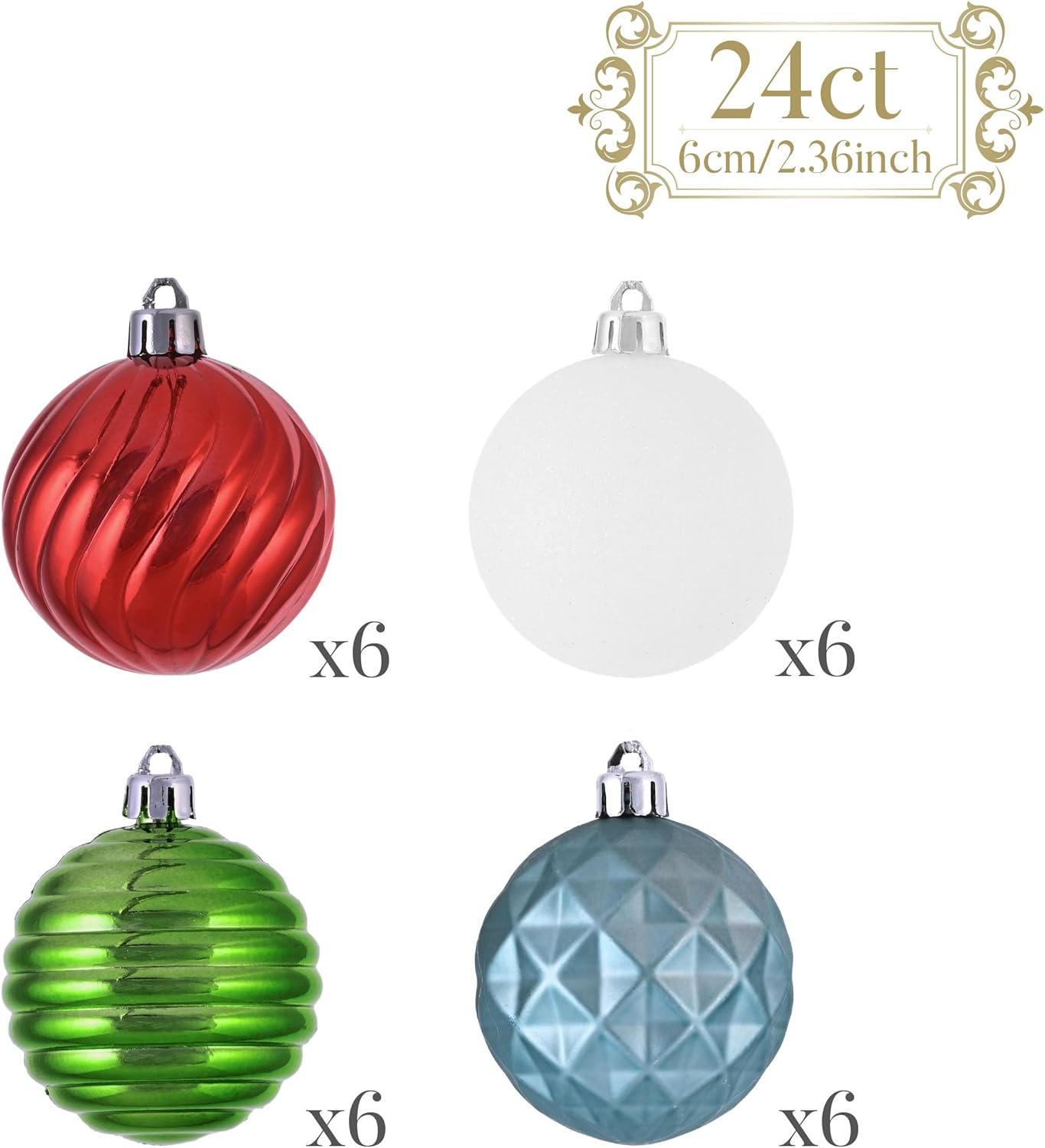 Valery Madelyn Christmas Ornaments Tree Decorations Set for Fall Halloween, 24ct Colorful Shatterproof Ball Ornaments, 2.36" Hanging Ornament Bulk for Xmas Holiday Party Decor