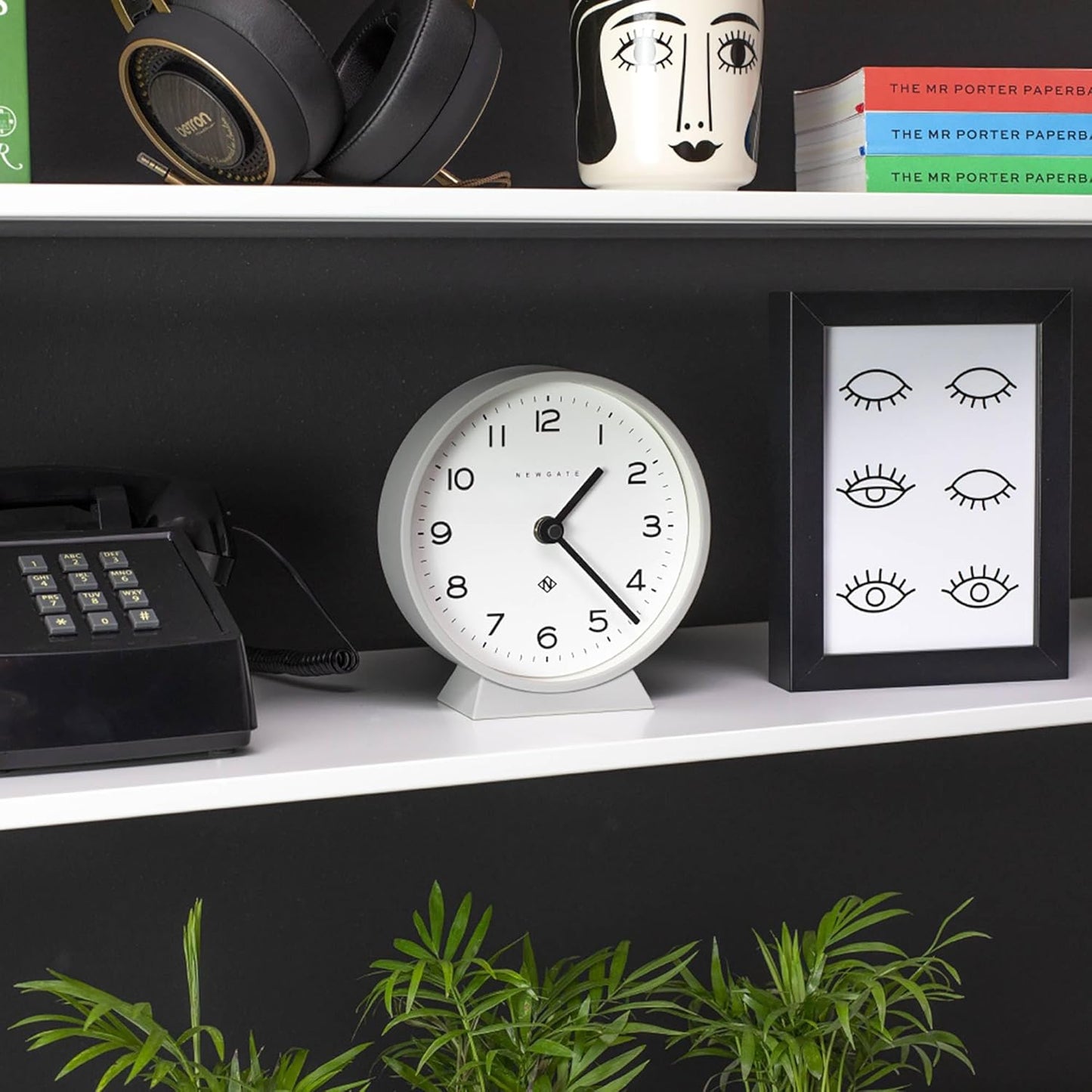 NEWGATE® M Mantel Echo Desk Clock | Modern Round Design | Posh Gray | Easy to Read Numbers | Contemporary Style for Desk, Table, Shelf or Bedside