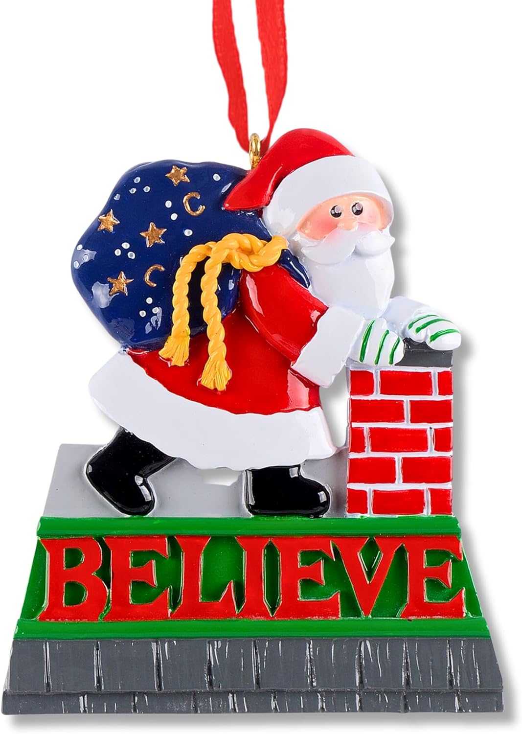 3D Toddler Ornaments for Christmas Tree 2025 - Believe Santa in Chimney Ornament for Kids Ornament for Girl Personalized Christmas Ornaments for Kids Gifts for Boys Toddler Boy Decorations Keepsake