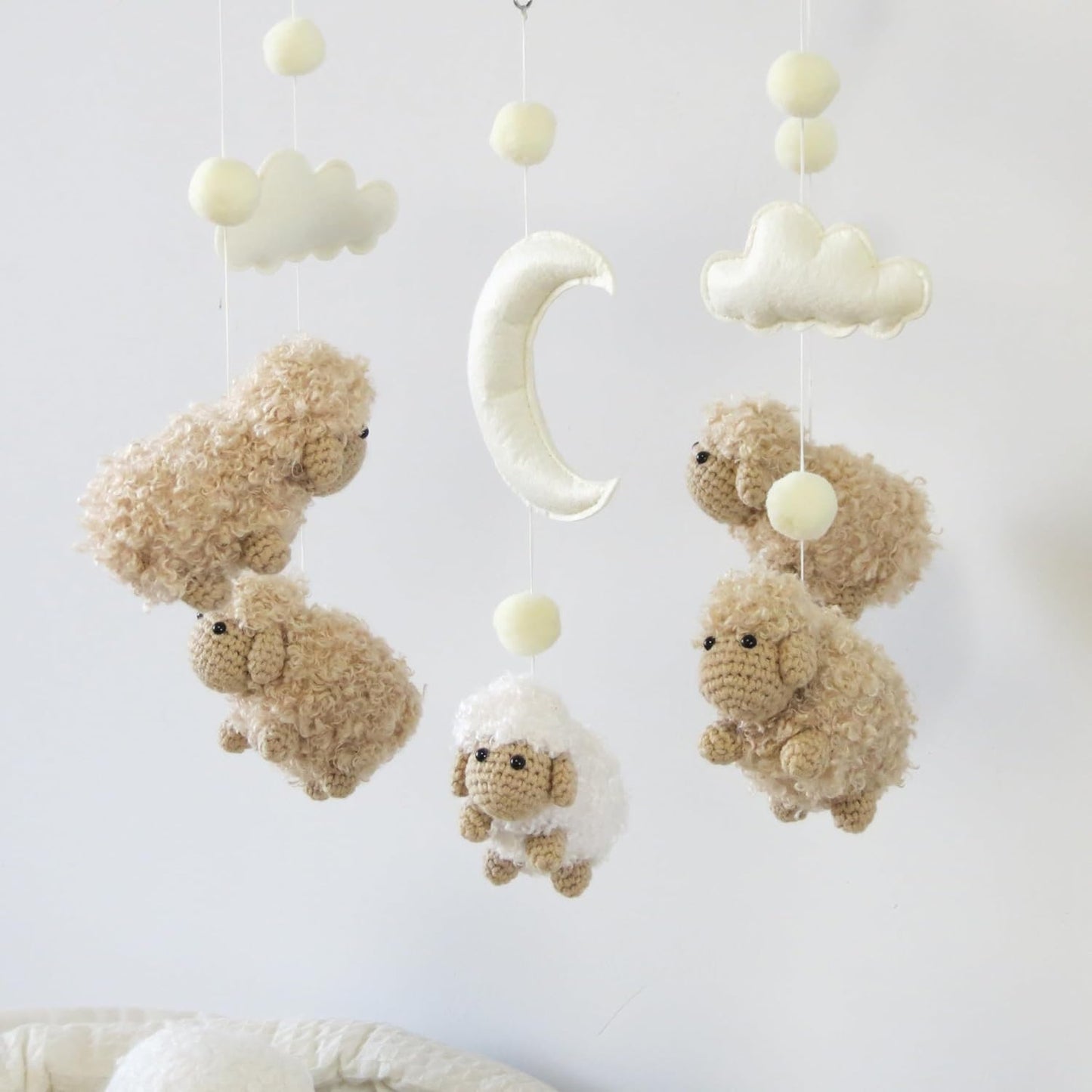 Sheep Crib Mobile Neutral Baby Mobile for Crib Sheep Baby Crib Mobile for Girls Boys Boho Nursery Baby Mobile for Bassinet