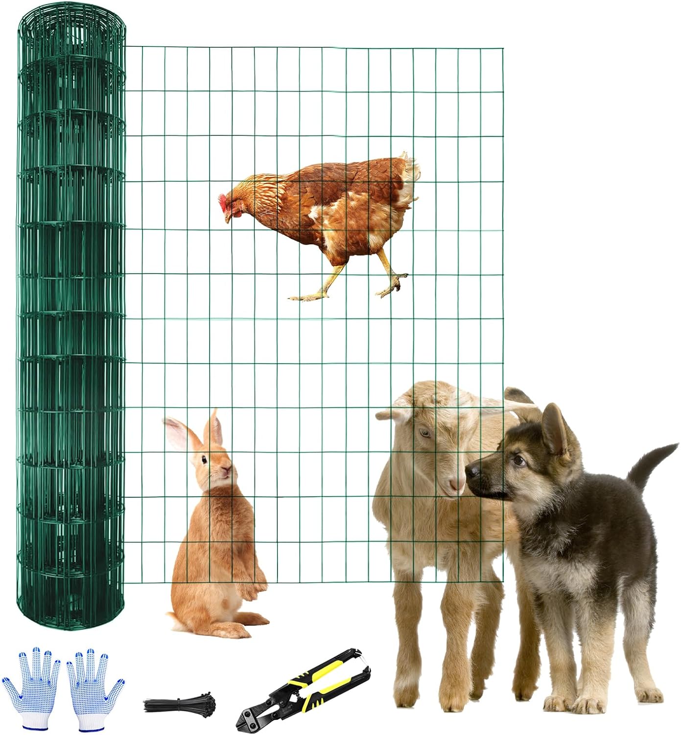 Tongmo 4 ft x 100 ft Green PVC Coated Welded Wire Fence, 16GA Garden Chicken Wire Fence Roll, Mesh Size 2" x 4" Hardware Cloth, Ideal for Yard Protection and Poultry Netting