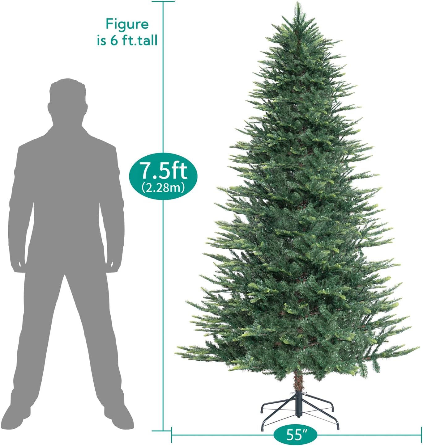 Lujan Prelit Artificial Christmas Tree Green/7.5ft