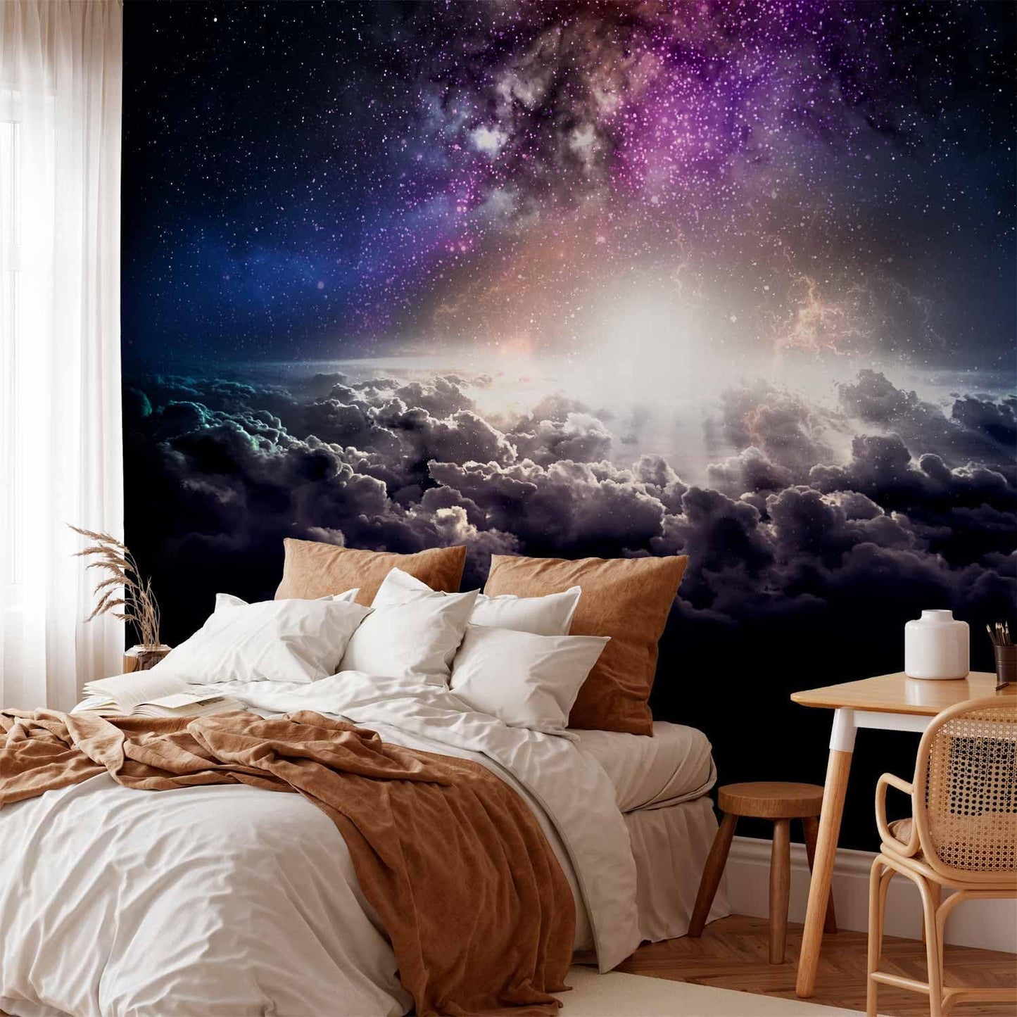 artgeist Premium Wall Mural Galaxy 157x110 in - Non-Woven Wallpaper Fleece Wall Decor Photo Print Picture Image Design Home Mural Cosmos Sky Star Cloud Purple i-A-10009-a-a