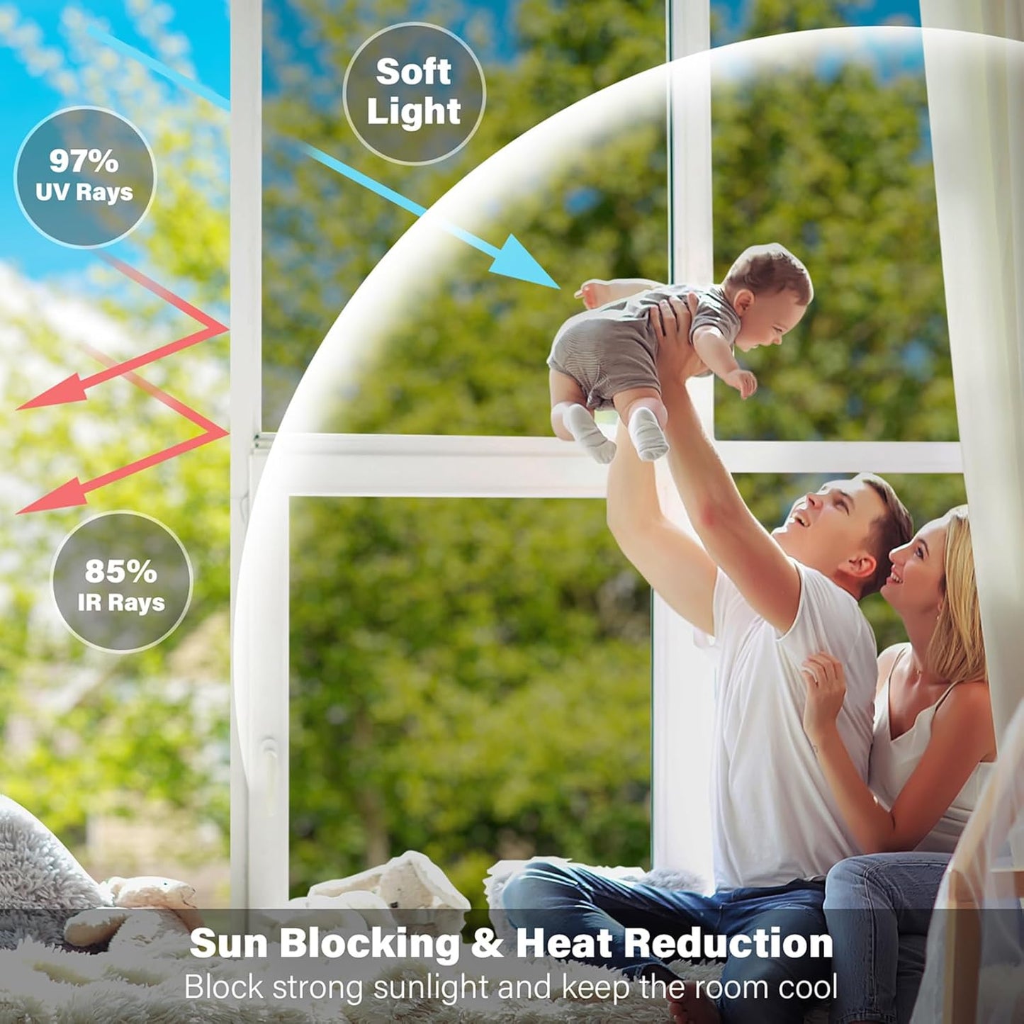 Kromapolis One Way Window Privacy Film Reflective Mirror Home Window Tint, Daytime Privacy Heat Control Anti UV Glass Tinting Static Cling (Silver, 35.4 x 314.9 inch)