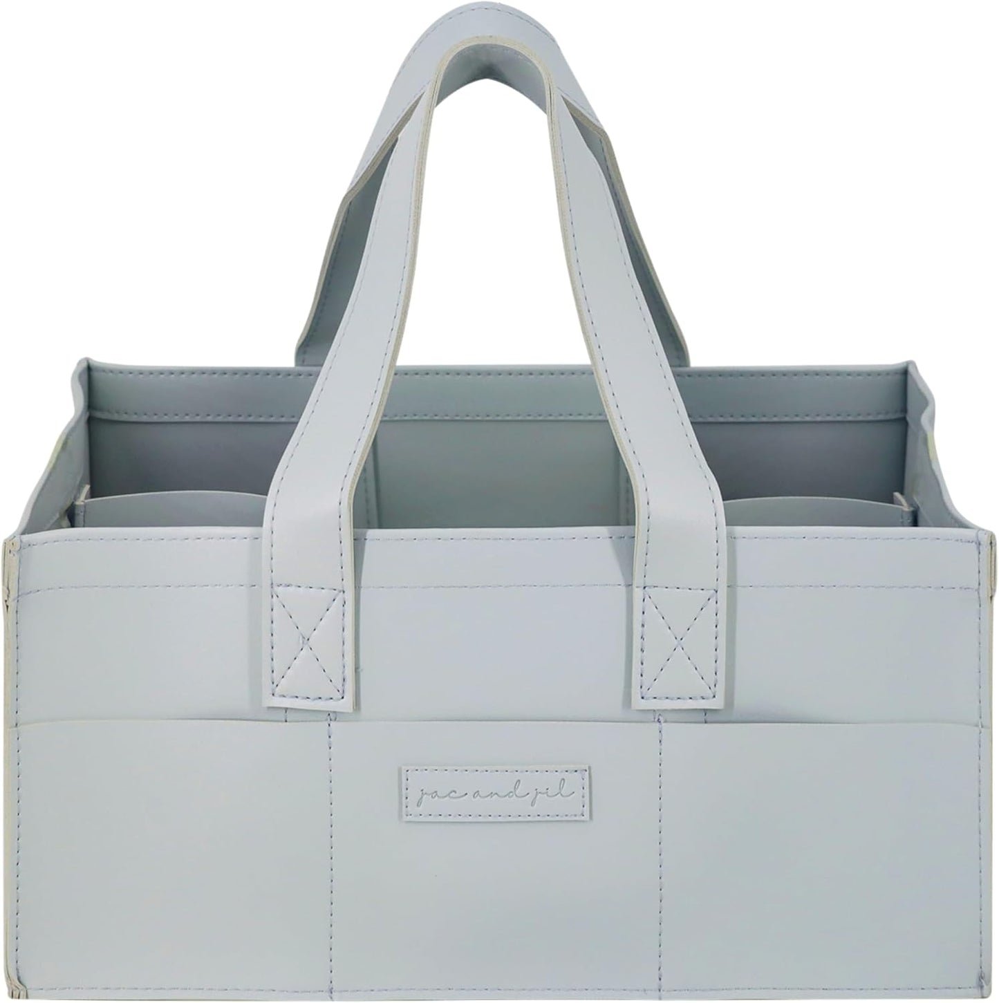 Premium Vegan Leather Baby Diaper Caddy Organizer – Portable Storage Basket for Newborn Essentials, Changing Table, Nursery, Car & Travel, Gifts for Baby Shower (Pastel Seafoam)