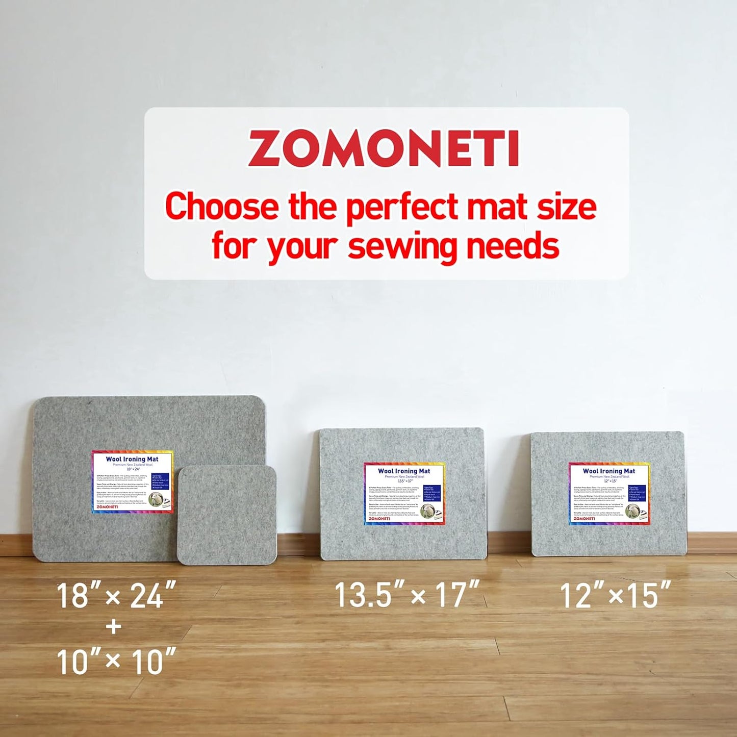 ZOMONETI 15" x 12" Wool Pressing Mat 100% New Zealand Felted Wool Ironing Mat Pad Blanket for Quilter, Sewing, Quilting Supplies and Notions