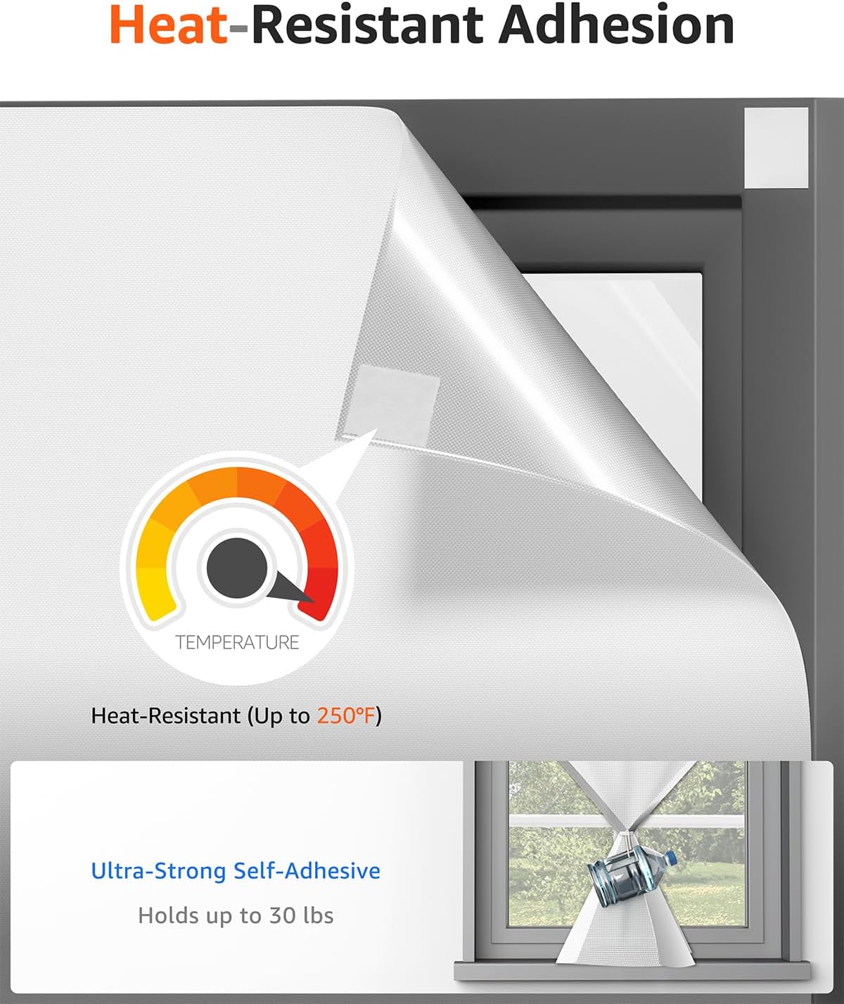 Sumobaby Blackout Curtains for Bedroom 50"x57" Portable No Drill Blinds for Windows with Heat-Resistant Magic Tapes,100% Black Out Window Cover Easy to Cut Fit for Home Cinema,Dorm Room,Nursery(White)