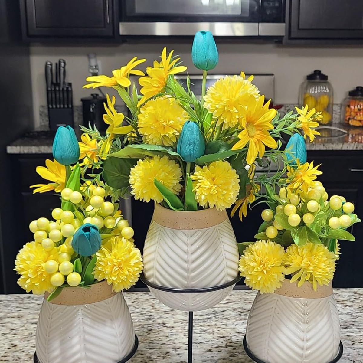 Kimura's Cabin 20Pcs Artificial Mums Flowers Fake Silk Chrysanthemum Balls Flower for Home Decor Easter Table Fall Bouquets Wedding Party DIY Decorations (Yellow)