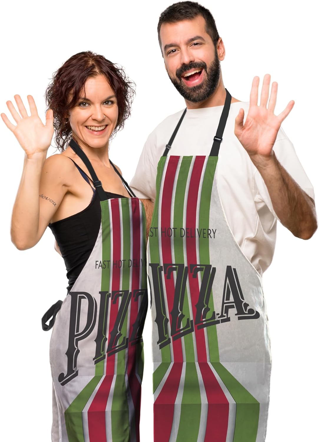 Cute Cooking Apron for Men Retro Pizza Pinafore Aprons for Women for Kitchen Cooking Restaurant BBQ Painting Crafting Gardening 27” (W) x 31” (H), Waterproof Apron