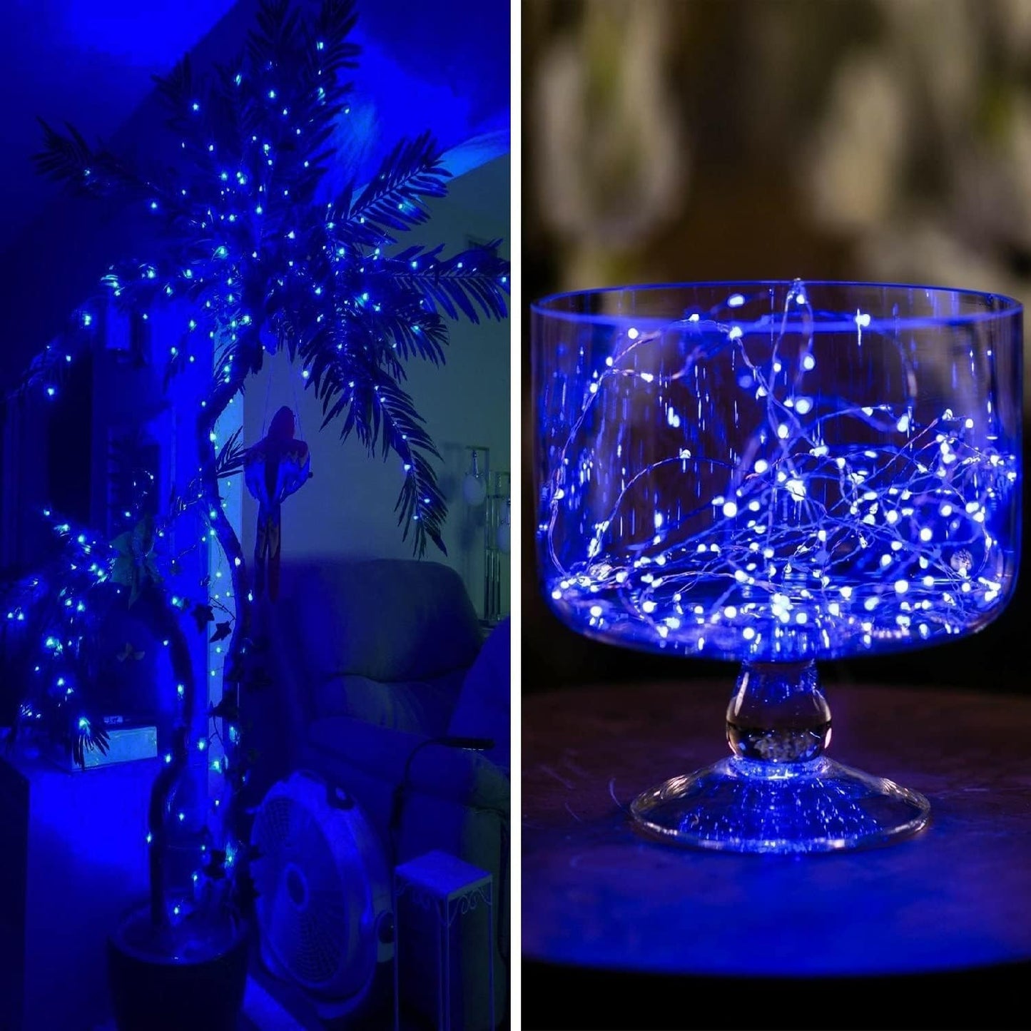 4-Pack 50 LED Christmas Fairy Lights Battery Operated with Timer, 16FT Waterproof Starry String Lights Outdoor Indoor Cuttable Fairy Lights for Bedroom Home Wedding Party Christmas Decoration (Blue)