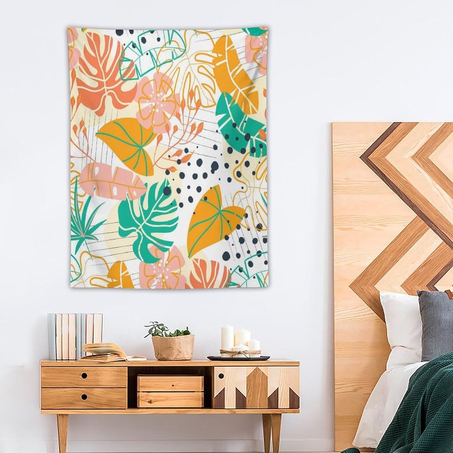 ICMOLYYENLO Tropical Palm Leaves Wall Tapestry, Wall Art for Room Decoration Beautiful Wall Hanging for Bedroom Living Room Dormitory Apartment 40x60 Inch