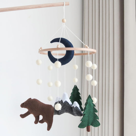 Woodland Mobile for Crib Bear Baby Mobile for Crib Woodland Crib Mobile for Boys Girls Forest Baby Nursery Mobile for Bassinet