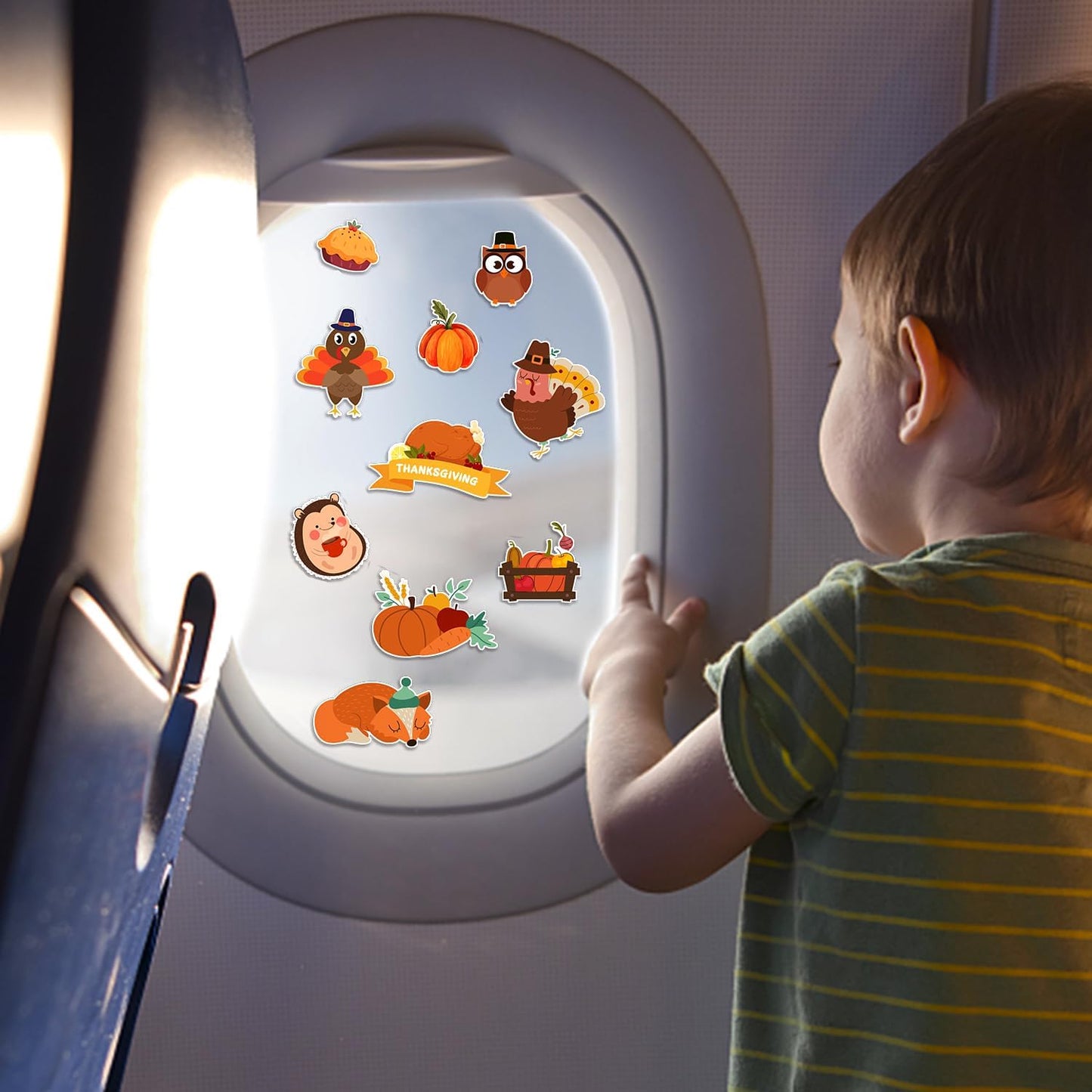 Window Clings Stickers for Kids Window Gel Clings Decals Thick Gel Clings Toddlers and Adults Classroom Home Nursery Airplane Birthday Party Supplies (Fall)