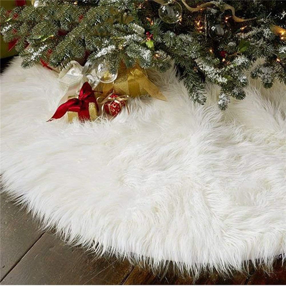 AISENO 36 Inch Christmas Tree Plush Skirt Decoration for Merry Christmas Party Faux Fur Christmas Tree Skirt Decorations