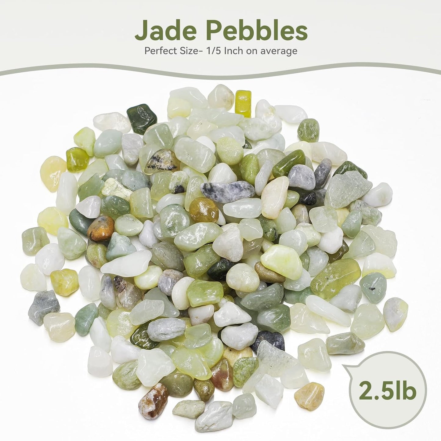 2.5LB Succulent and Cactus Pebbles, 1/5 Inch Jade Pebbles for Indoor Plants, Decorative Gravel for Vases, Bamboo, Succulent, Terrarium, Crafts, Cactus