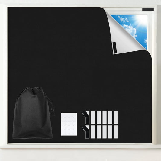 Blackout Window Cover, Portable DIY Window Blinds,Travel Window Blackout Curtains for Baby Nursery, Bedroom, Dorm Room and Media Room (Black 39"x57")