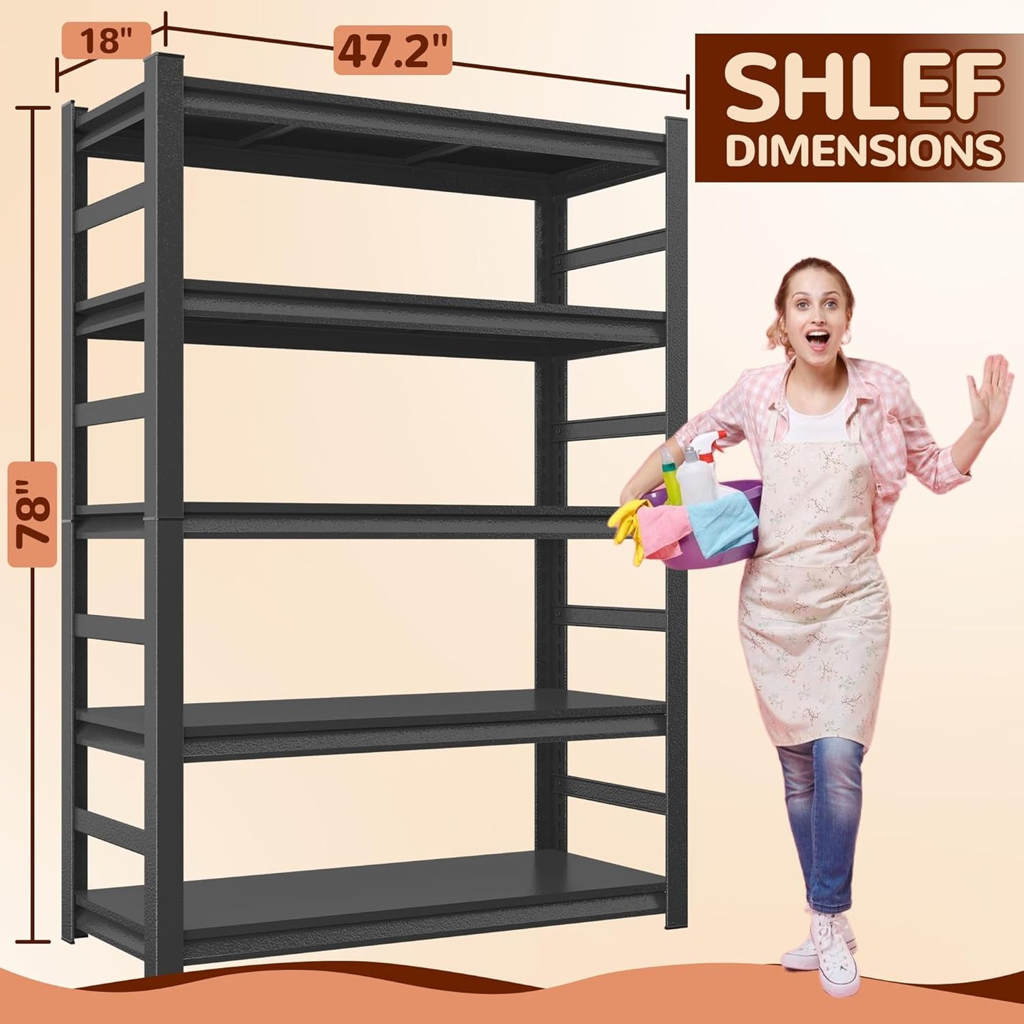 Laundry Shelf,5 Tier Over Washer and Dryer Storage Shelves,Adjustable Easy to Install,Space Saver Laundry Shelf Organizer,Utility Shelves for Balcony (with fence-78 H*18" D*47.24" W)