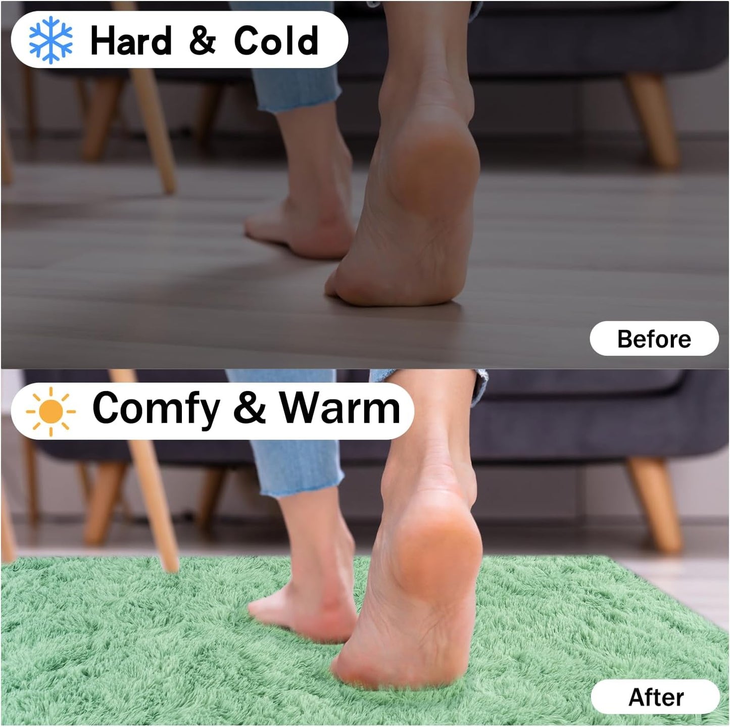 Rezutan 8X10 Feet Rug for Living Room Bedroom,Soft Large Comfy Modern Shaggy Fuzzy Kids Plush Indoor Nursery classroo Home Decor Bedside for Living Room, with Non-Slip Bottom,Camel