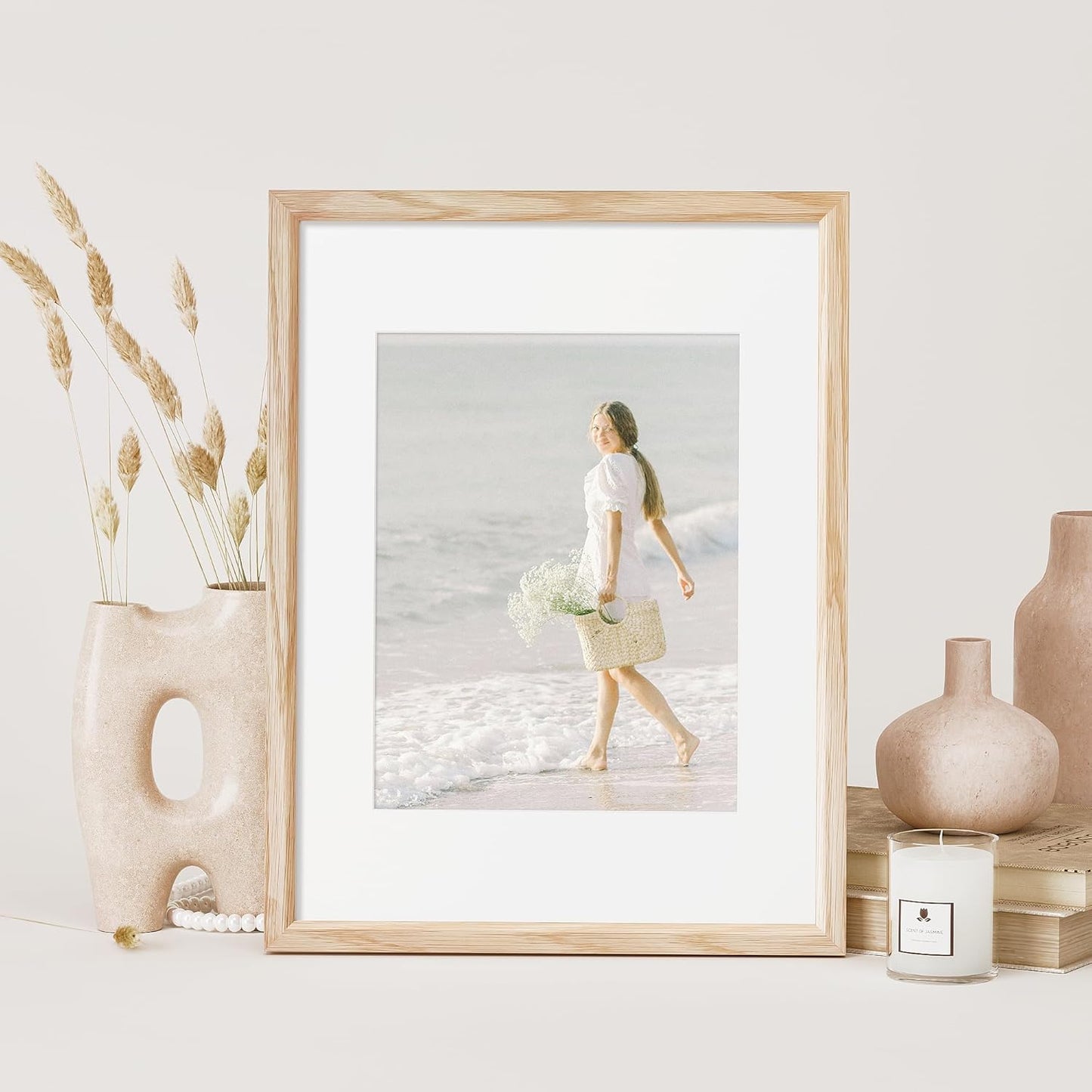 12x16 Picture Frame Natural Solid Oak Photo Frames with 8.5x11 Removable Mat Wall Hanging Large Handcrafted Frame with HD Plexiglass Wall and Tabletop Display Large Poster Frame