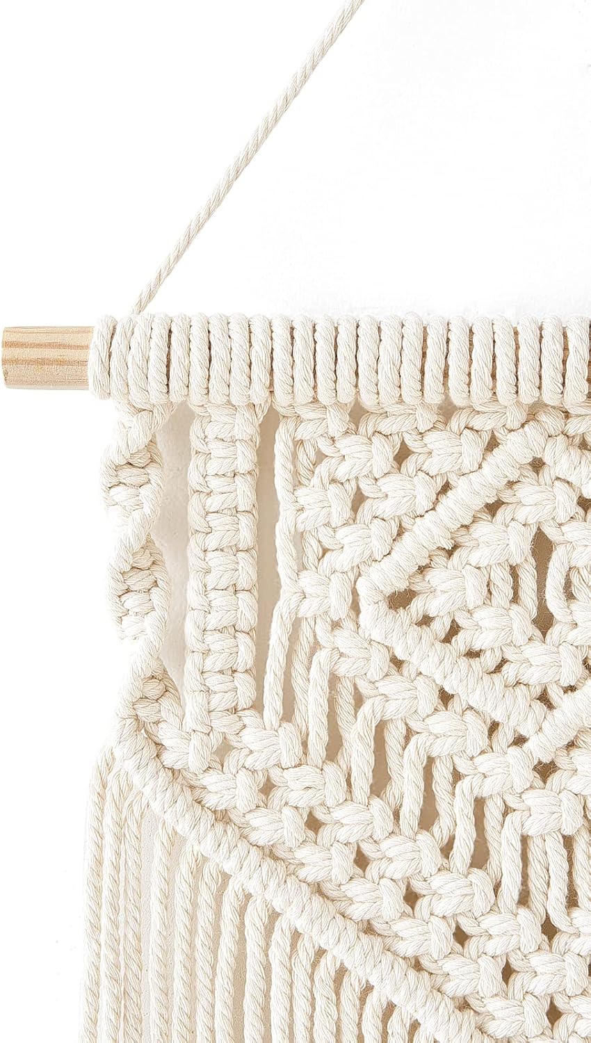 Dahey 2 Pcs Macrame Wall Hanging Small Woven Tapestry Wall Art Decor - Beautiful for Boho Home Dorm College Classroom Decor, Apartment, Nursery, Party Decorations, 16.5" L x 10" W and 17.5"x 10"W