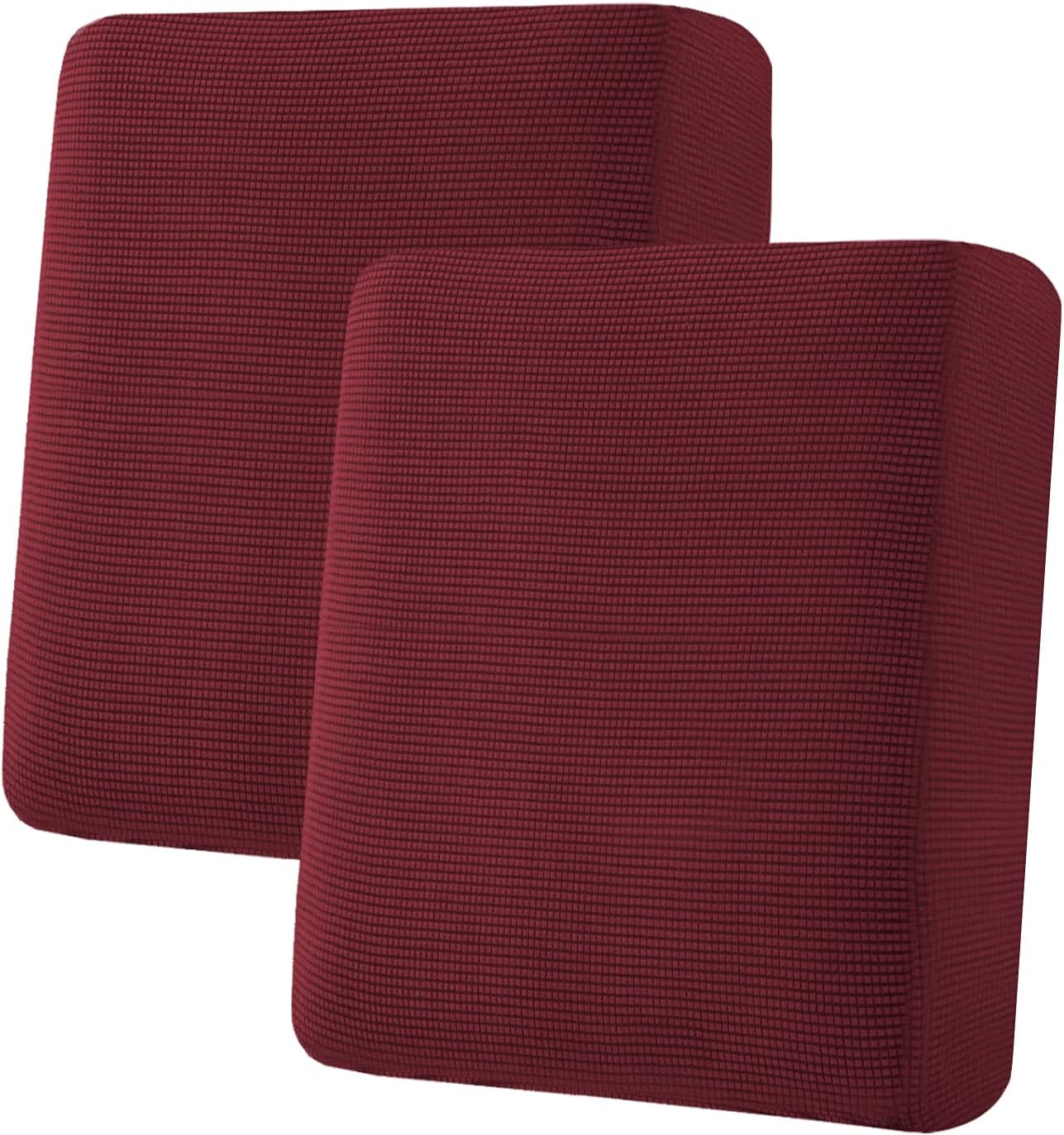 H.VERSAILTEX Super Stretch Individual Seat Cushion Covers Sofa Covers Couch Cushion Covers Slipcover Sets Thick Jacquard Textured Twill Fabric (2 Piece Medium Sofa Cushion Covers, Burgundy Red)
