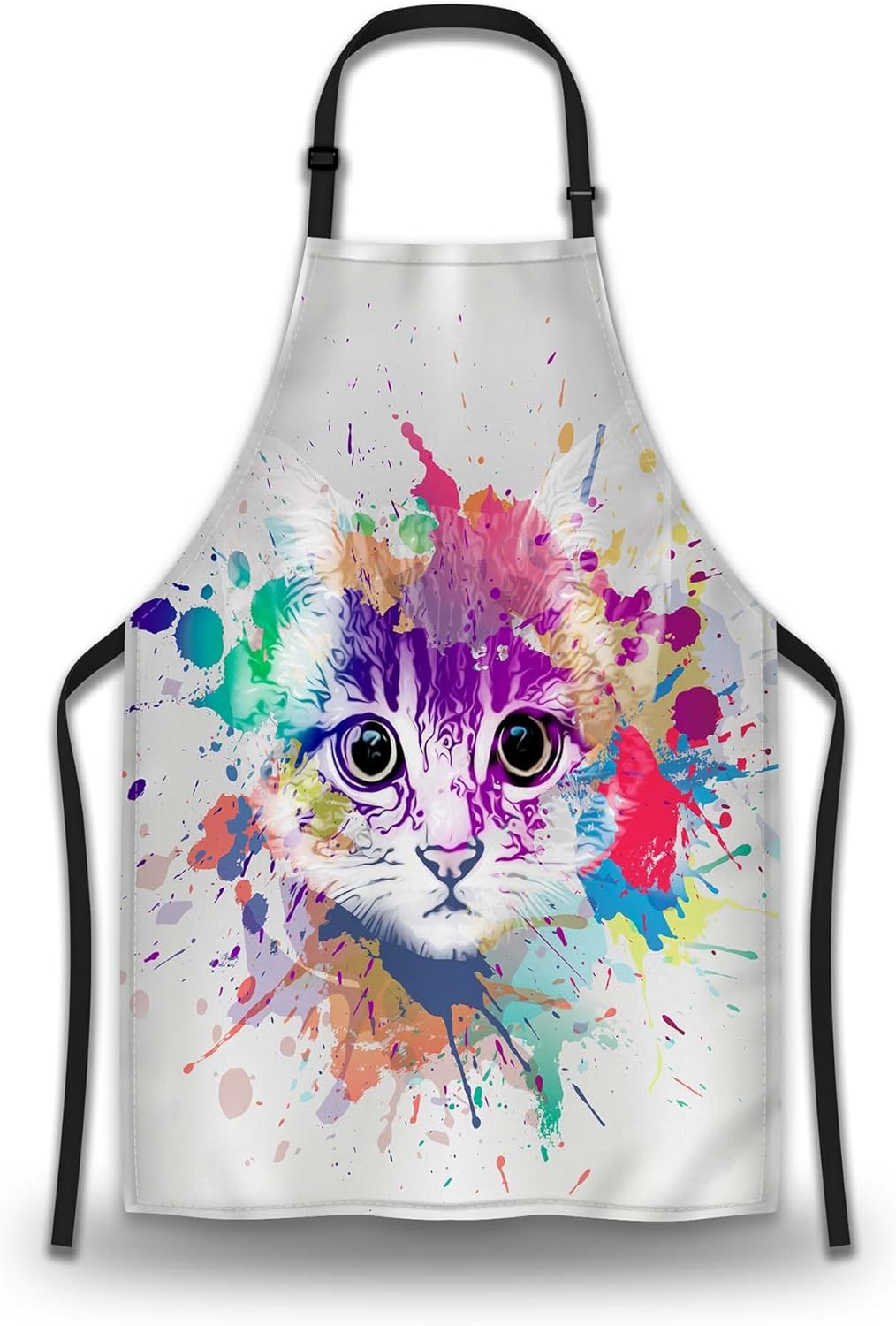 Housewife Apron for Women Abstract Colorful Cat Fun Aprons for Men for Kitchen Cooking Restaurant BBQ Painting Crafting Gardening 27” (W) x 31” (H), Waterproof Apron