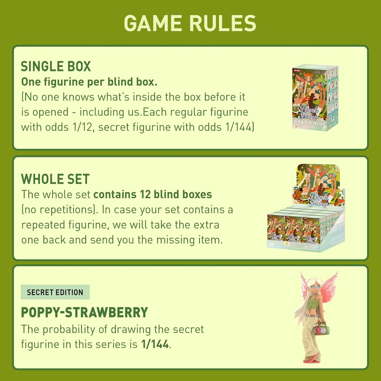 POP MART Peach Riot Punk Fairy Series Figures, 12PCs Peach Riot Blind Box Figures, Random Design Action Figures Collectible Toys Home Decorations, Holiday Birthday Gifts for Girls and Boys, Whole Set