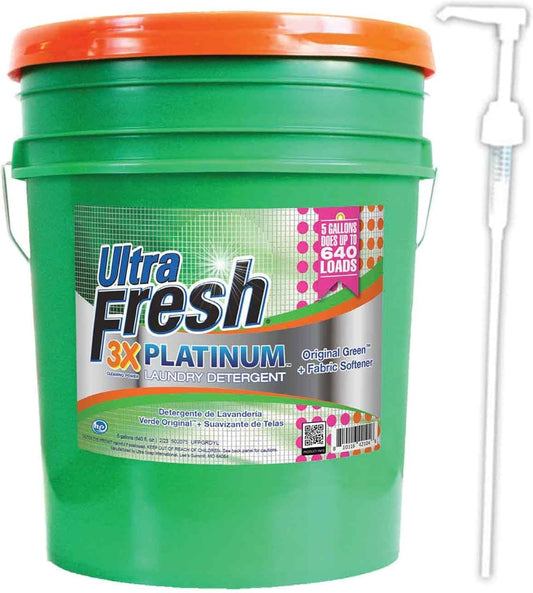 Ultra Fresh 3X Platinum Liquid Laundry Detergent with Fabric Softener, Green - Deep Cleaning Power and Fresh Scent for Washing Clothes