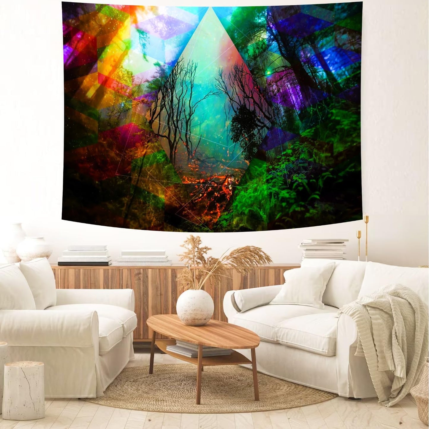 Delur Forest Tapestry Tree of Life Tropical Rainforest Tapestry Wall Hanging Colorful Nature Landscape Mystical Psychedelic Spiritual Headboard for Bedroom Living Room Home Decor (59.1" x 78.7")