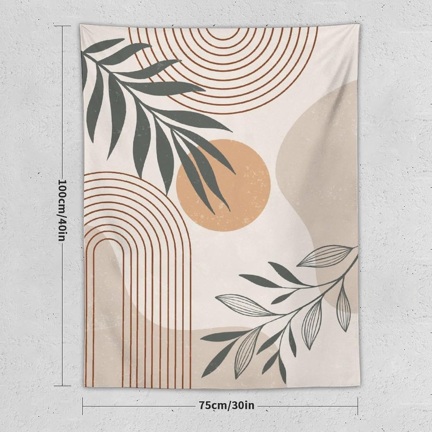 Abstract Boho Tapestry, Mid Century Tropical Tree Leaves Modern Geometric Arch Bohemian Botanical Tapestry, Home Aesthetic Wall Hanging Art Decor for Living Room Bedroom Dormitory 30x40 Inch