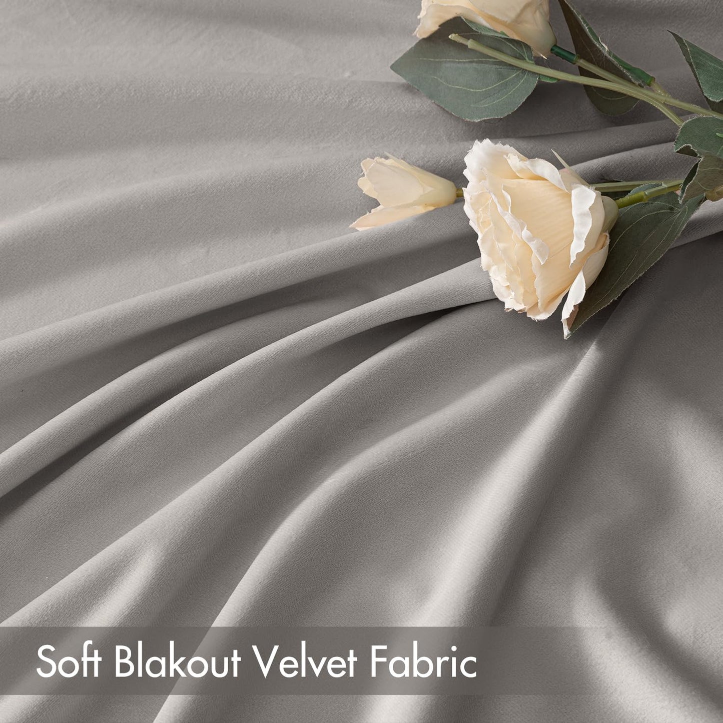 MIULEE Silver Velvet Curtains Thermal Insulated Blackout Curtain Drapes for Bedroom Living Room Darkening 90 Inches Long Curtains Panels Rod Pocket Set of 2