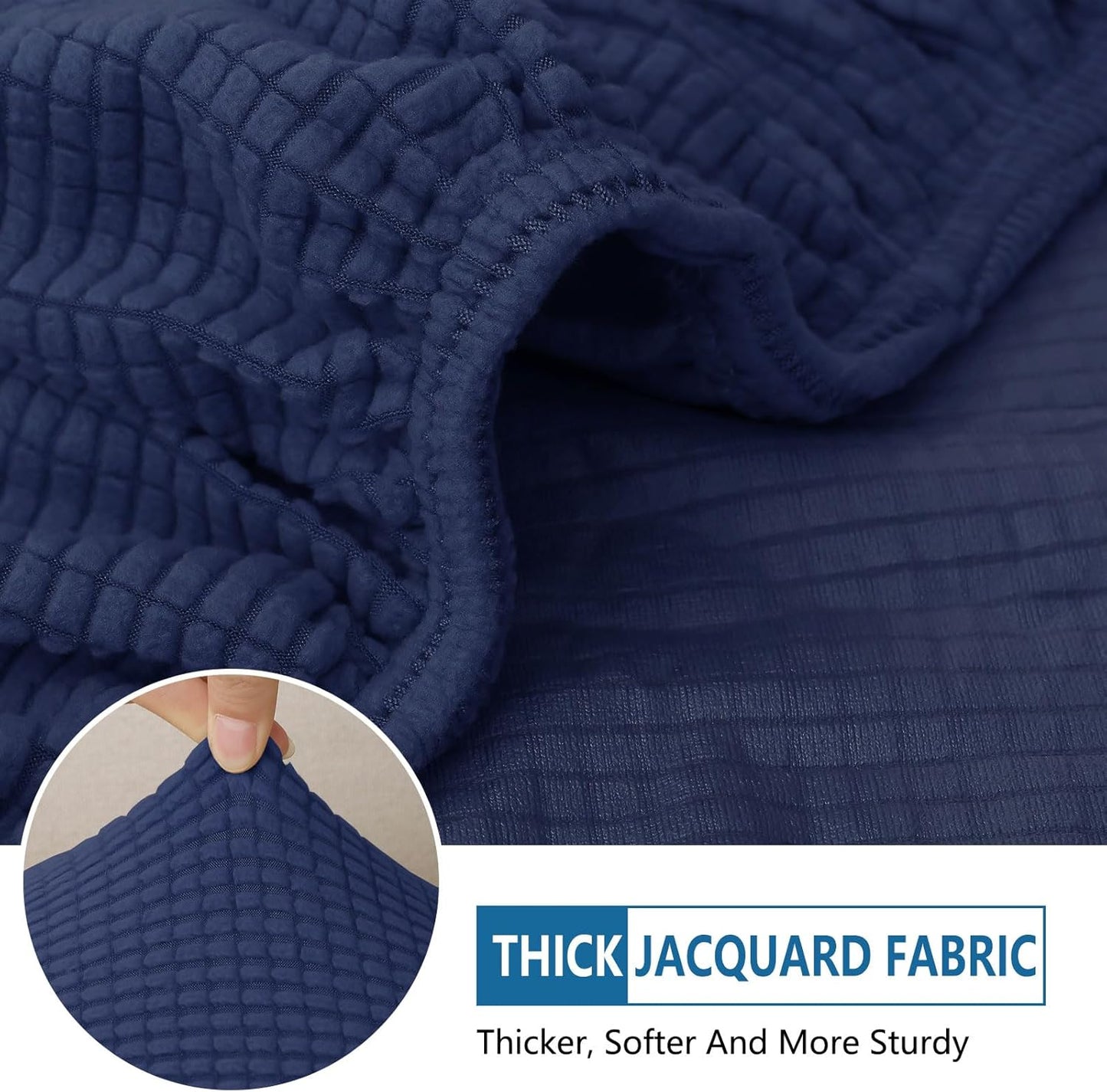 hyha Waterproof Sectional Couch Covers, Non Slip Sofa Couch Cushion Covers L Shape, Thick Stretch Jacquard Fabric, Washable Sofa Slipcovers with Elastic Bottom (1 Piece for Chaise XL, Navy)