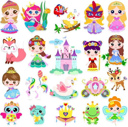 Window Clings Stickers for Kids Window Gel Clings Decals Thick Gel Clings Toddlers and Adults Classroom Home Nursery Airplane Birthday Party Supplies (Princess1)