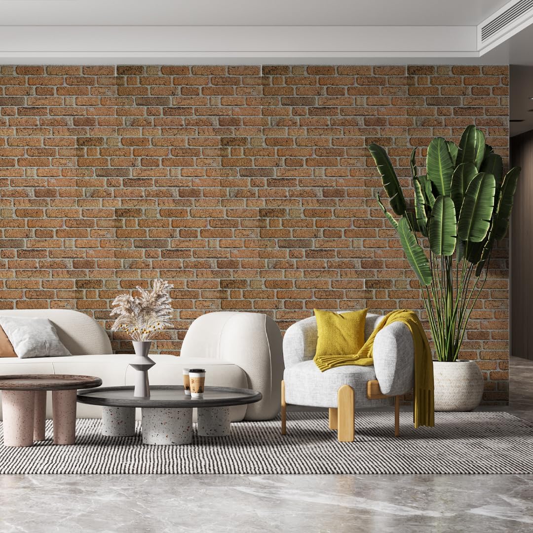 IZODEKOR 3D Wall Panels Brick Effect - Cladding, Stone Look, Styrofoam Facing for Living Room, Kitchen, Bathroom, Balcony, Bedroom, Back of Counter | The Telegraph Road (3 Piece Panel) | Covers 16sqft
