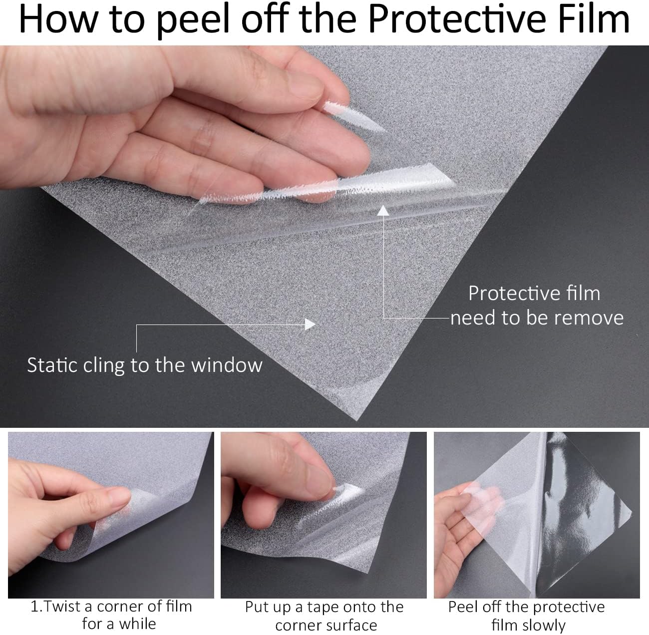 HIDBEA Frosted Window Privacy Film Heat Control UV Blocking, Static Cling Non-Adhesive Reusable Door coverings for Bathroom Home Office (Frosted 41.3 Inch x 13.1 Feet)