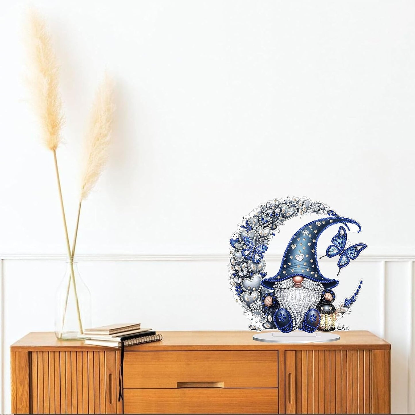 Diamond Painting Kits for Adults Beginners, 5D Full Drill Dwarf Moon Crystal Art Desktop Ornament, DIY Single Sided Home Office Desk Decor, Creative Craft Gift Set with Tools