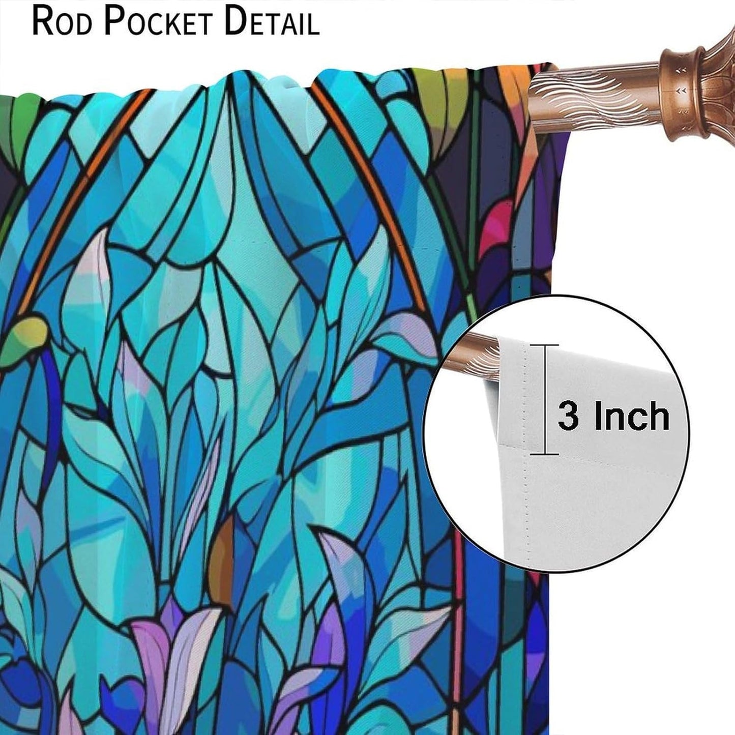 Stained Glass Curtains,Abstract Colorful Floral Geometric Art Home Decor Drapes for Bedroom Living Room Kitchen Window Treatment 2 Panels Set Total Size 42" W X 45" L Inch