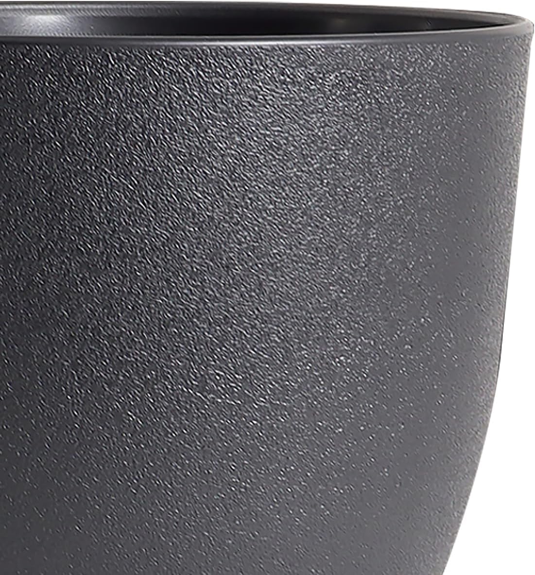 12/10/9 inch Big Flower Pots, 3 Pack Modern Decorative Plastic Planters with Drainage Holes and Tray, Plant Pots for Indoor Outdoor Plants, Black