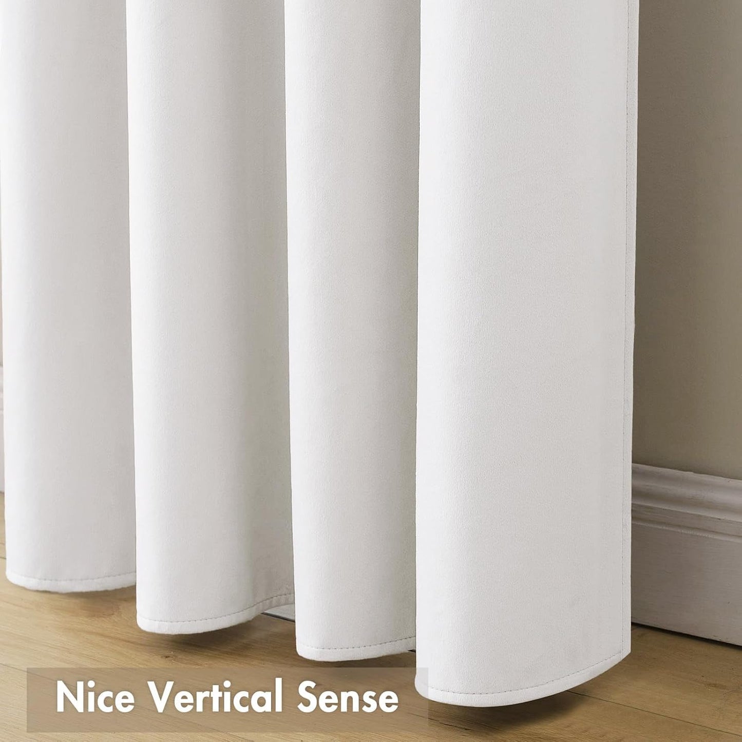 MIULEE White Velvet Curtains Thermal Insulated Blackout Curtain Drapes for Bedroom Living Room Darkening 96 Inches Long Curtains Panels Rod Pocket Set of 2