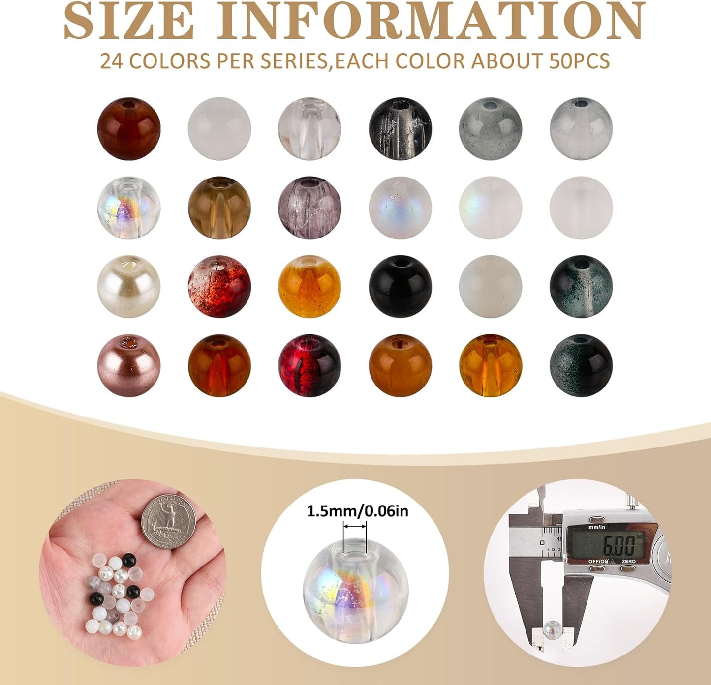 XSEINO About 1200PCS 6mm Glass Beads Bracelet Making Kit,24 Assorted Black and White Series Colorful Crystal Beads for Bracelet and Jewelry Making and DIY Crafts,Friendship Bracelets